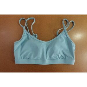 WalkPop Womens Size XL Blue Rib Knit Strappy Pullover Sports Bra NWT